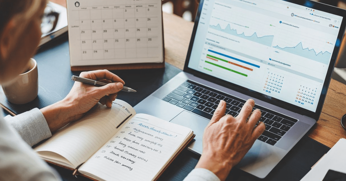 Small business owner reviewing website analytics